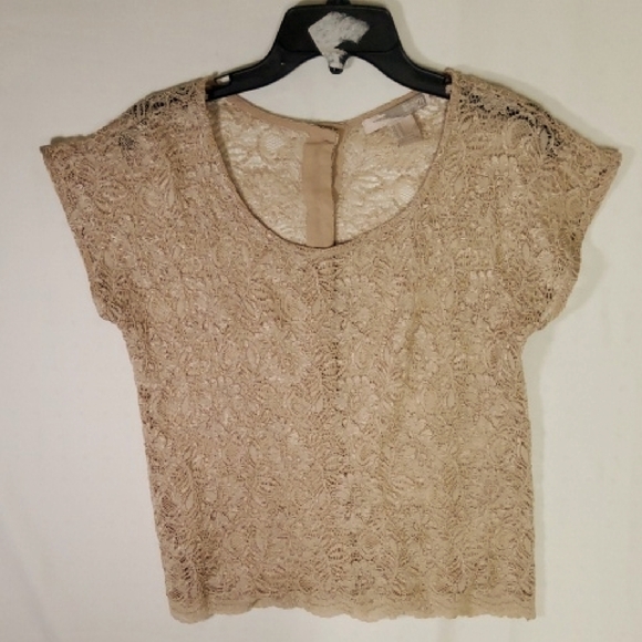 Love Tops - Love 21 Elegant Lace Tan TopSize US XS